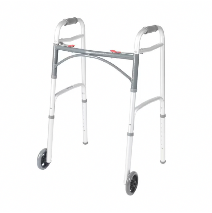 Deluxe Two Button Folding Walker Shower Chair With Back