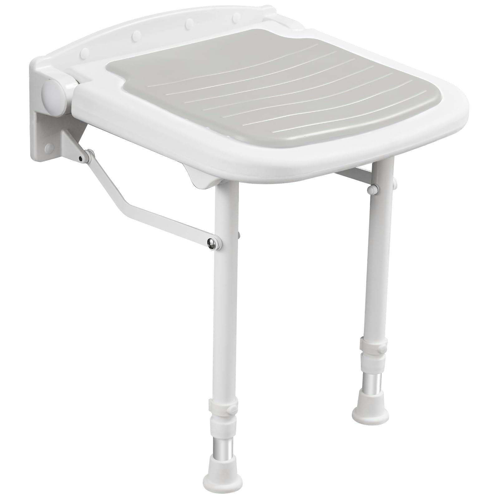 Folding Wall Mounted Shower Seat Adjustable Height Supports 550 lbs