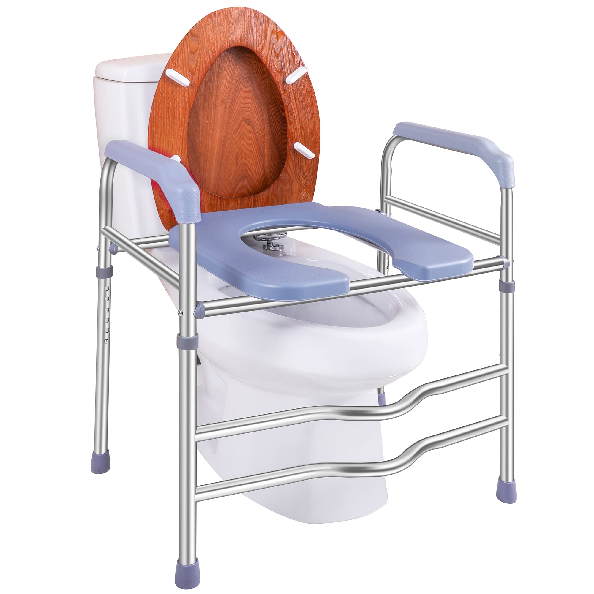 DeeWow Raised Toilet Seat With Handles Holds 400Lbs