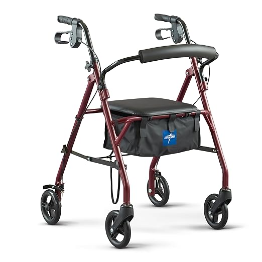 Medline 4 Wheel Walker W/Seat