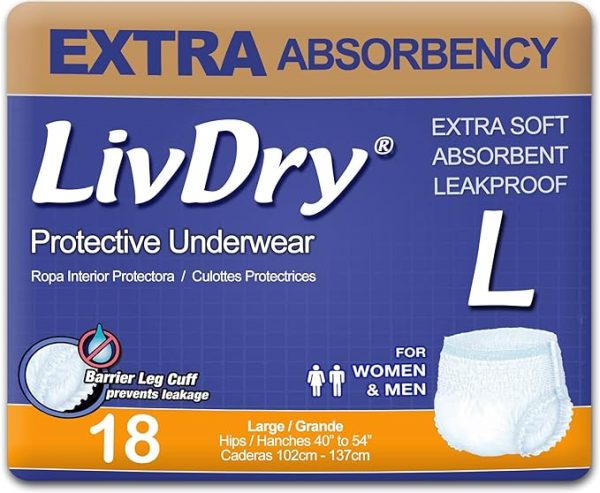 Liv Dry Protective Underwear Unisex L 18 ct.