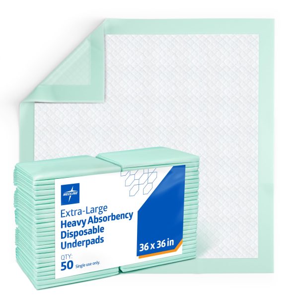 Medline Incontinence Bed Pads 36 X 36 Inches (Pack Of 50), Super Absorbent, Extra Large, Disposable