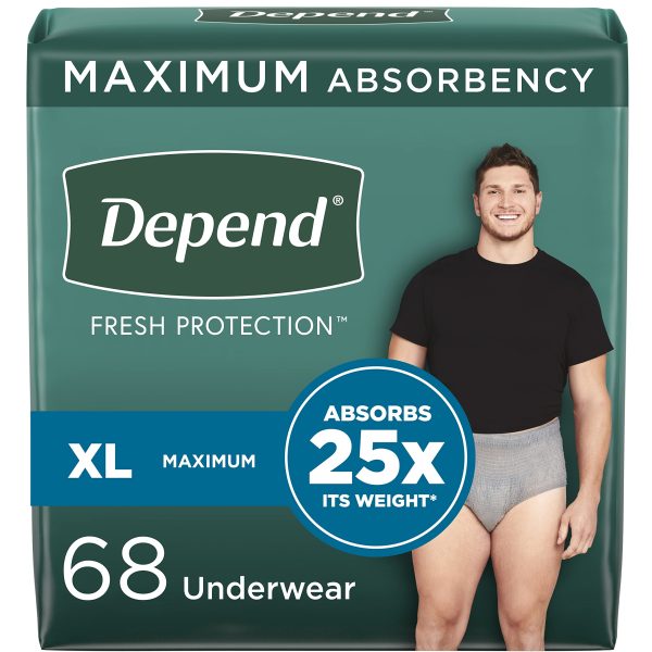 Depends Mens Gray Pull-up XL 34 ct