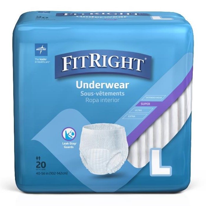 Fit Right Super Underwear Unisex L 20 ct.