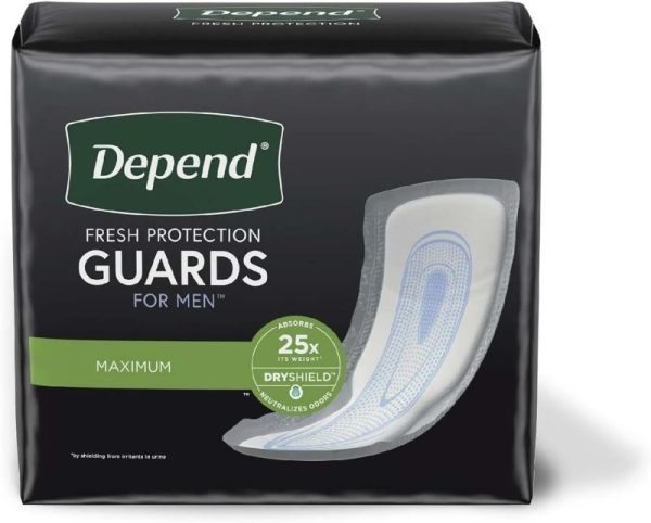 Depend Incontinence Guards For Men, Maximum Absorbency, 52 Ct