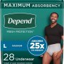 Depend Fresh Protection Men's 25x Absorption Underwear L Grey 28 ct.