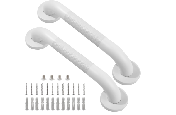 Rackickyer Shower Grab Bar, 2 Pack 12 Inch White Bathroom Grab Bar, 1.25" Diameter