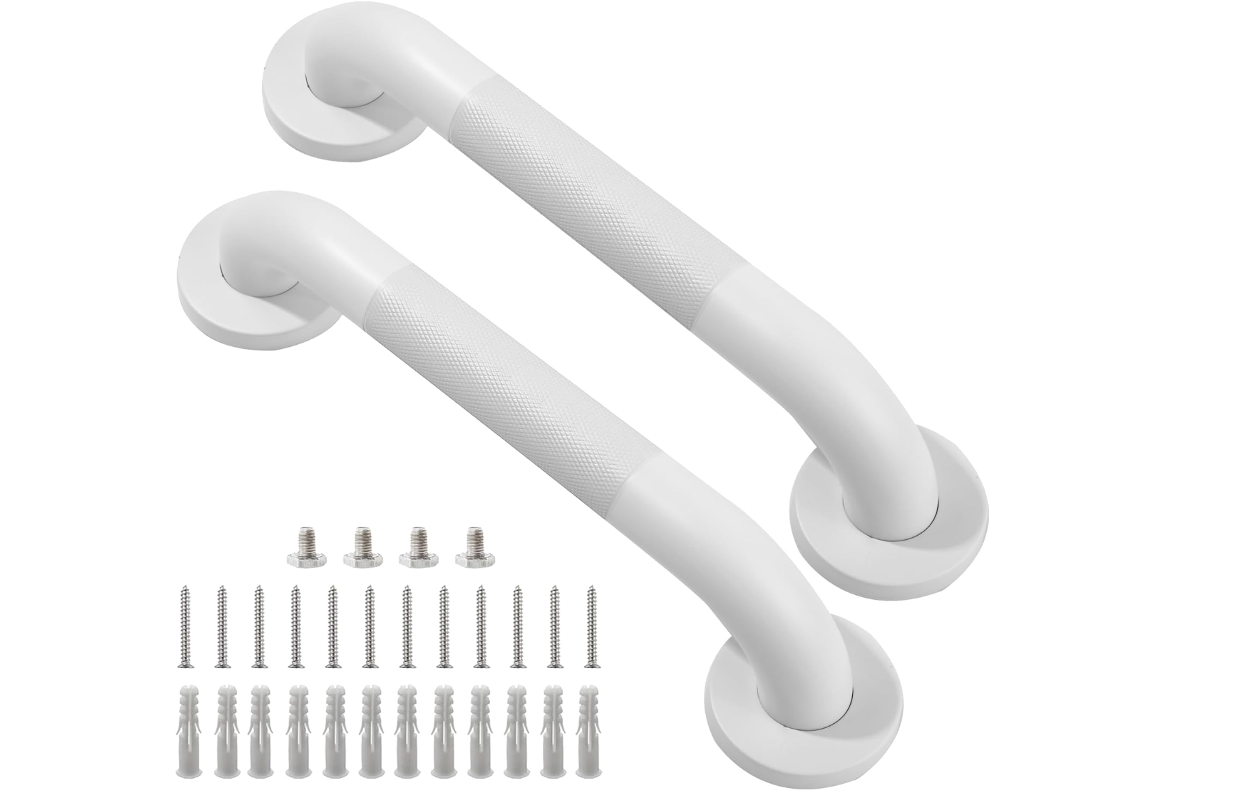 Rackickyer Shower Grab Bar, 2 Pack 12 Inch White Bathroom Grab Bar, 1.25″ Diameter