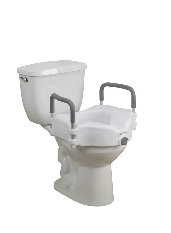 Drive Medical RTL12027RA 2-in-1 Raised Toilet Seat With Removable Padded Arms