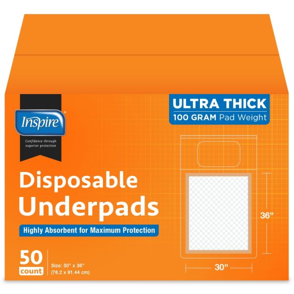 Inspire Disposable Underpads 50 ct. 30"X36"