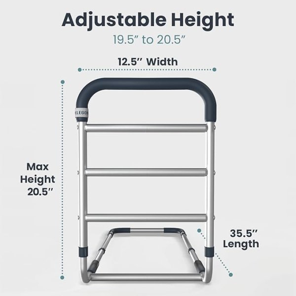 Pelegon Bed Assist Handle Rail, Maxiumum 300 Lbs. , With Storage Pockets