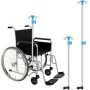 TrelaCo 2 Pcs Portable Iv Pole 4 Hook Height Adjustable Wheelchair Infusion Stand