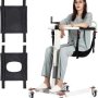 Patient Lift Transfer Chair, Portable Lift Aid for Elderly/Disabled, Bedside Commode Transport Chair