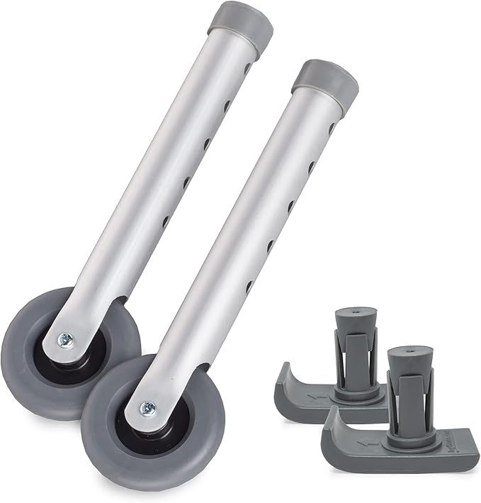 Deluxe KIT: Universal 3″ Walker Wheels with Free Flexfit Walker Ski Glides