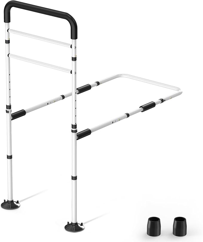 WAYES Bed Rails for Elderly Adults, Adjustable Bed Assist Bar with Support Legs, Bedside Rails for Seniors, Fits King, Queen, Full, Twin Bed, Tool-Free Assembly