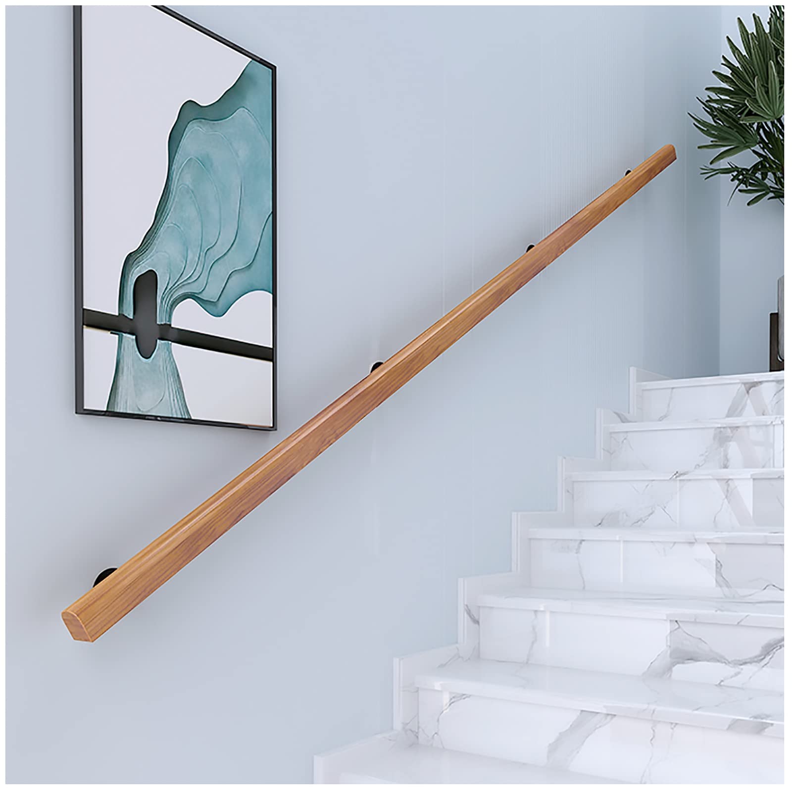 Wooden Handrails, 1-20ft Non-Slip Staircase Handrail, for Home Garden Corridor Lofts Kindergarten Guardrail Decking Railings, Wall Mounted Barrier-Free Staircase Grab Bar for Elderly (Size : 8ft)