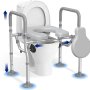 T1 Toilet Seat Riser for Seniors, Raised Toilet Seat with Handles with Adjustable Height Width, 400lb Elevated Commode Chair with Side Clamps, Handicap Toilet Seat for Elderly