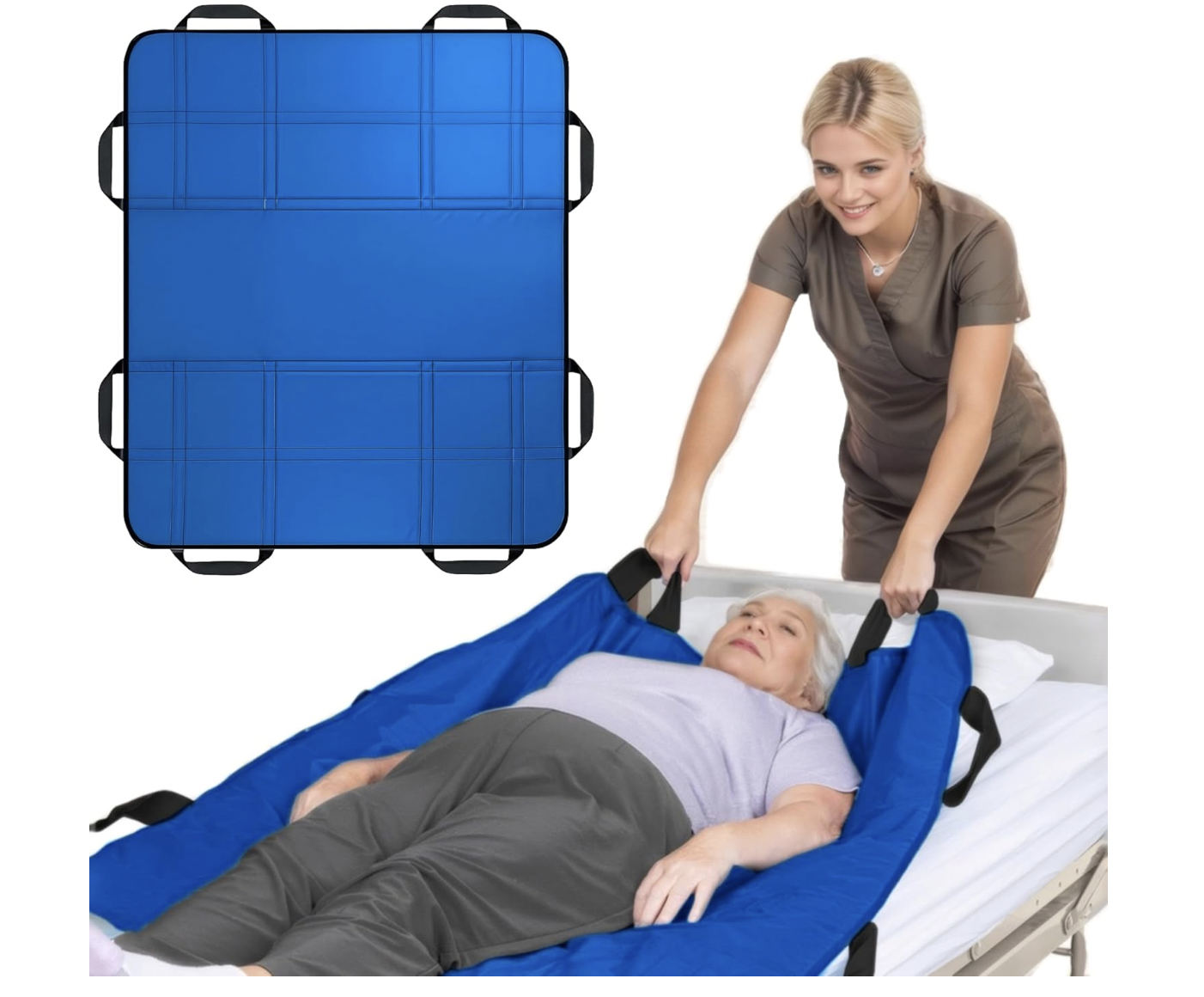 NurtureCare Upgraded 3-Layer Comfort Positioning Bed Pad with Handles Washable Waterproof Transfer Board for Turning Moving Patient Inconvenience Care