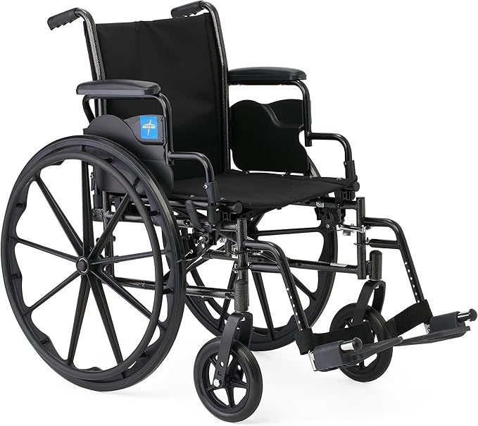 Medline 16” Height Adjustable K3 Wheelchair with Swing-Back Desk-Length Arms & Swing-Away Footrests, 300 lbs. Capacity Transport Aid, Adults & Seniors
