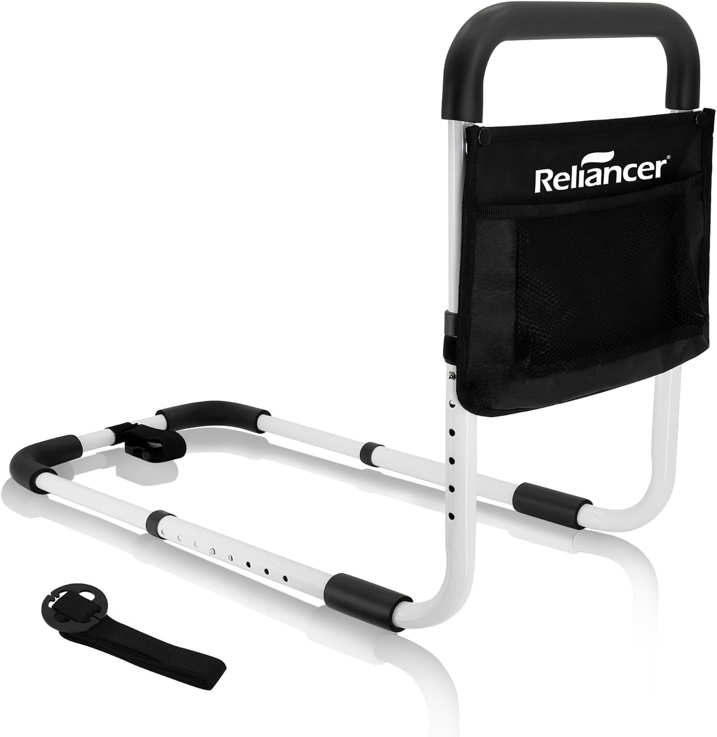 RELIANCER Bed Safety Rail for Elderly Adult,Adjustable Bedside Assist Grab Bar w/Storage Pocket,Bed Side Support Railing for Seniors,Fall Prevent Beds