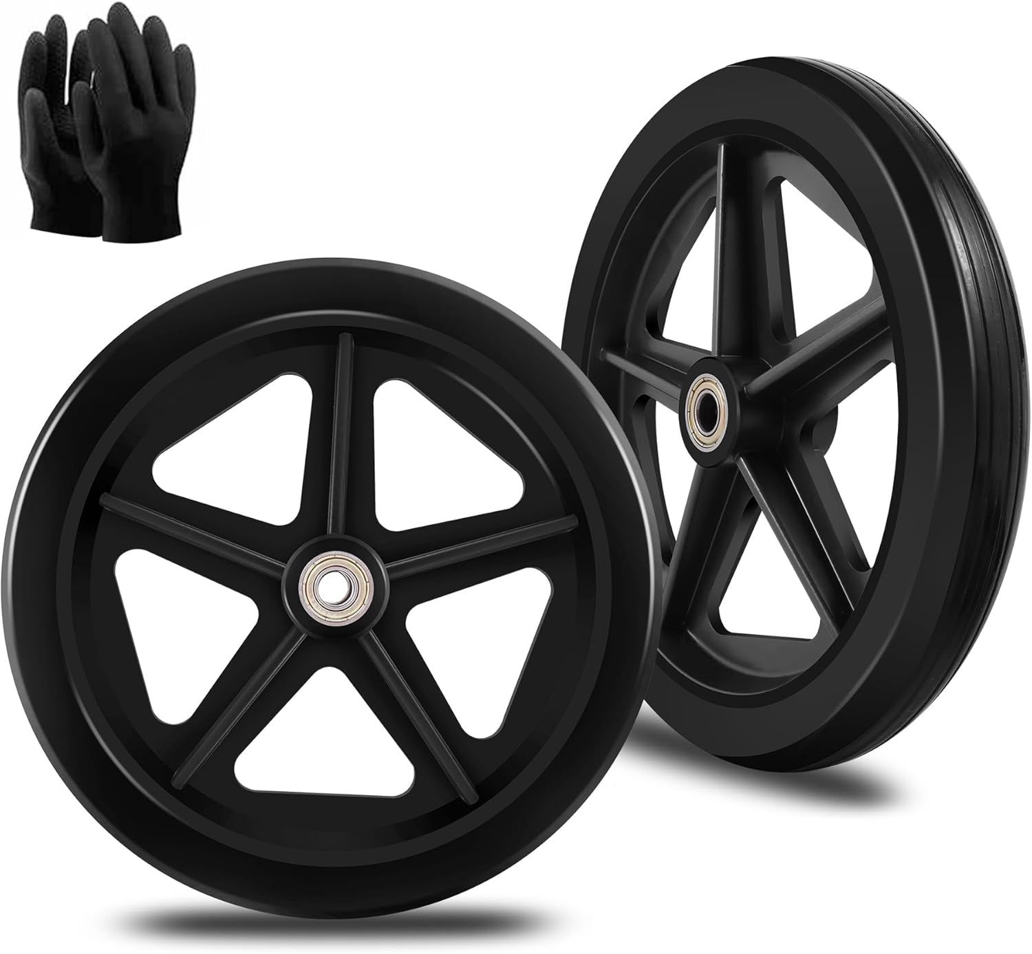 2Pcs 8 Inch Replacement Wheelchair Wheels for Walkers – Environmentally Friendly Rubber Material, Wear-Resistant PU Tires, Anti-Slip, and Durable ABS